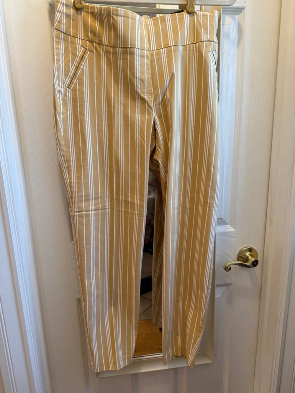 Soho Tan and White Vertical Stripe Chinos